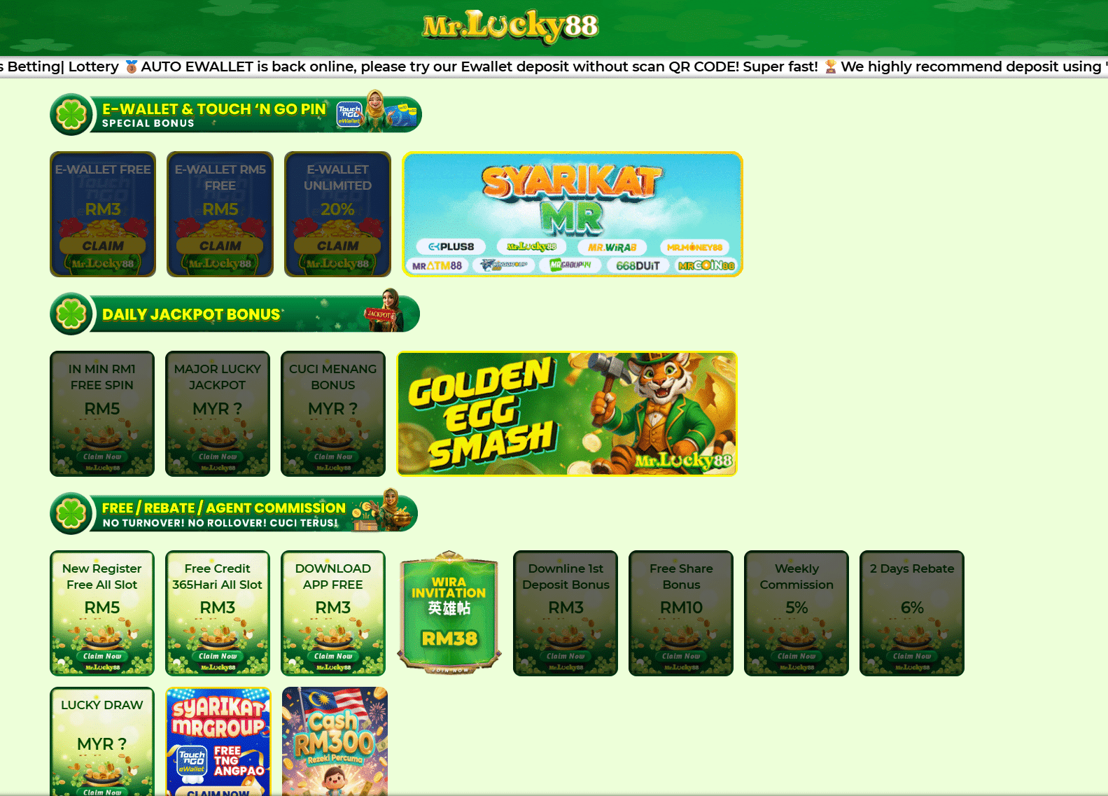 mrlucky88 offers various types of free credit