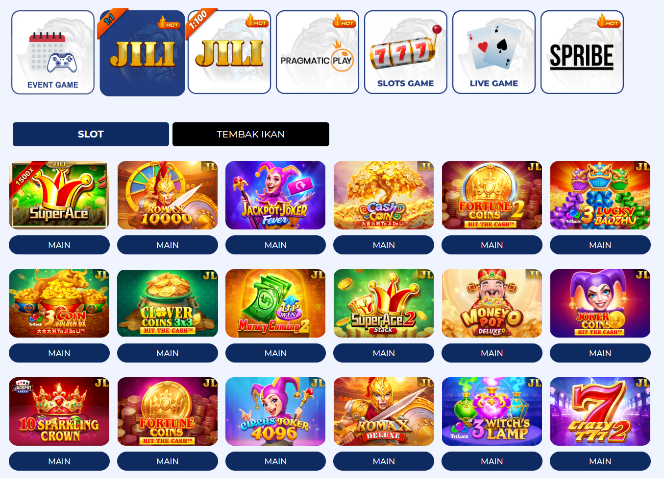 zus888 games selection