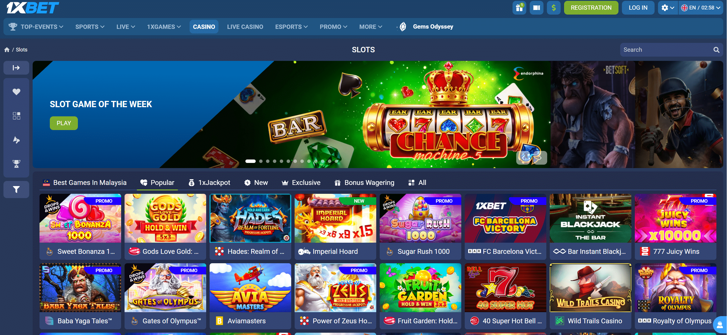 1xbet slots games page