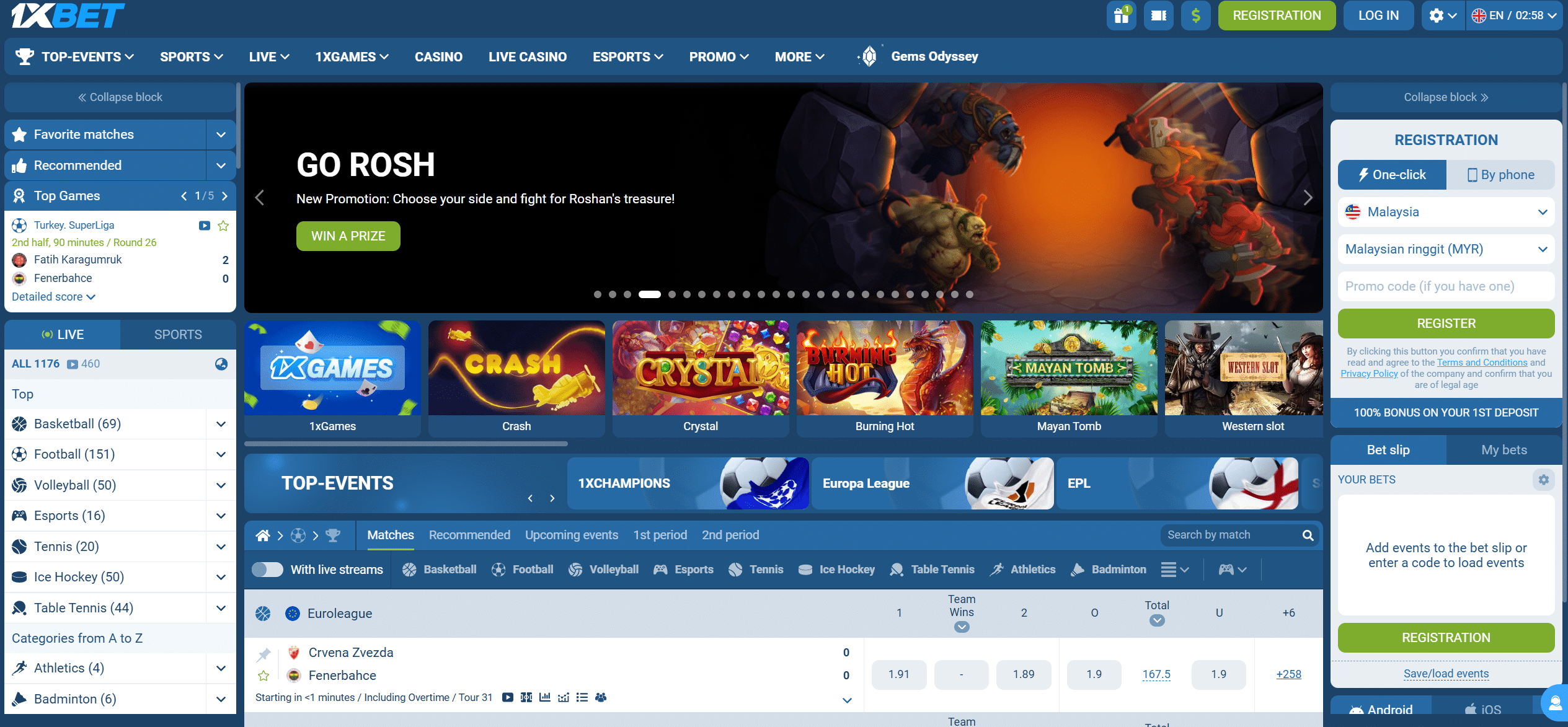 1xbet casino homepage