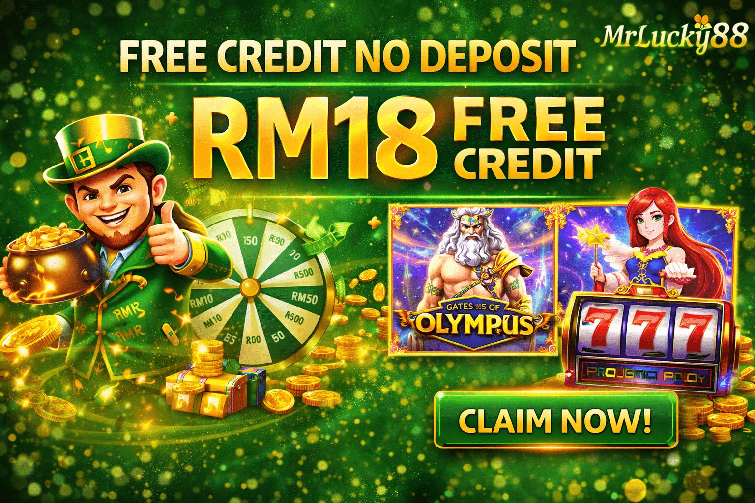 Claim free credit rm18 no deposit from mrlucky88