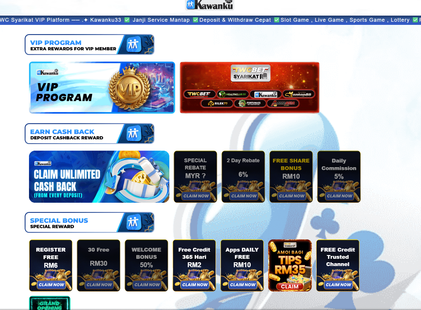 kawanku33 bonus, free credit no deposit, free credit rm50 no deposit