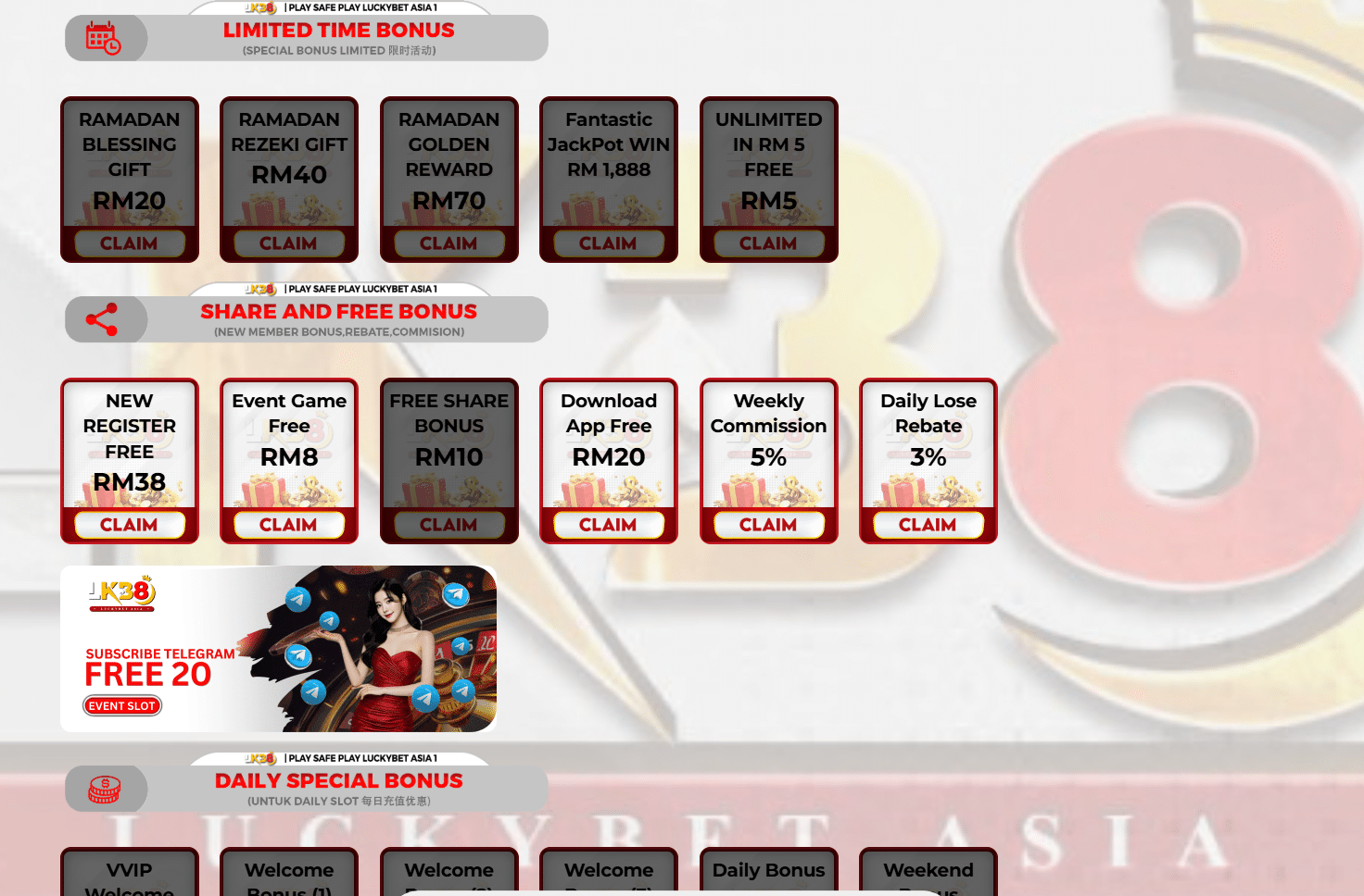 lkb8 casino promotion page, free credit slot, register dapat free credit