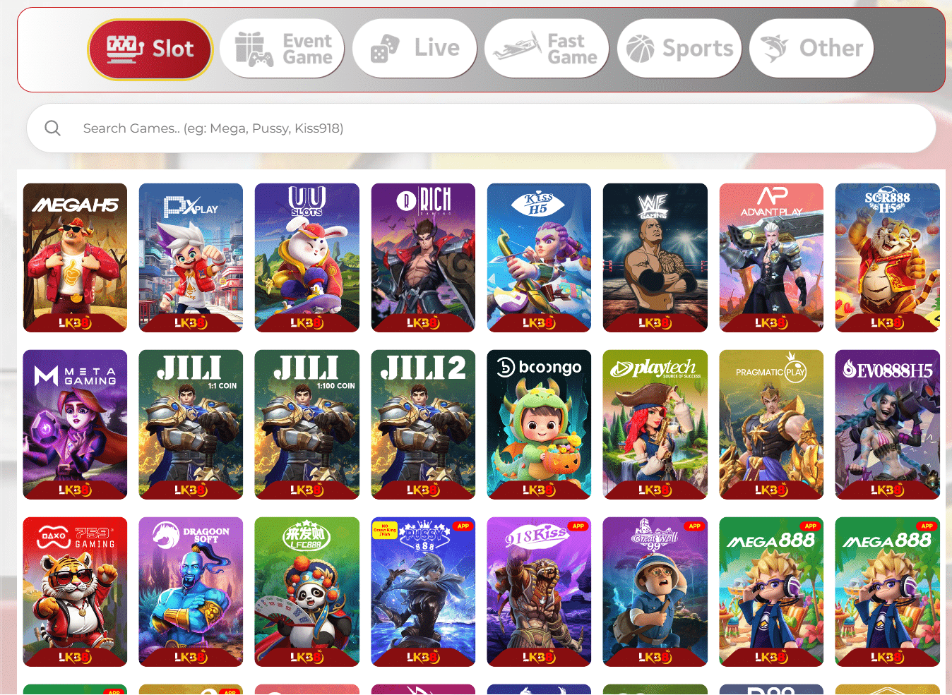 lkb8 casino game page - slots, live casino, 4d, fishing