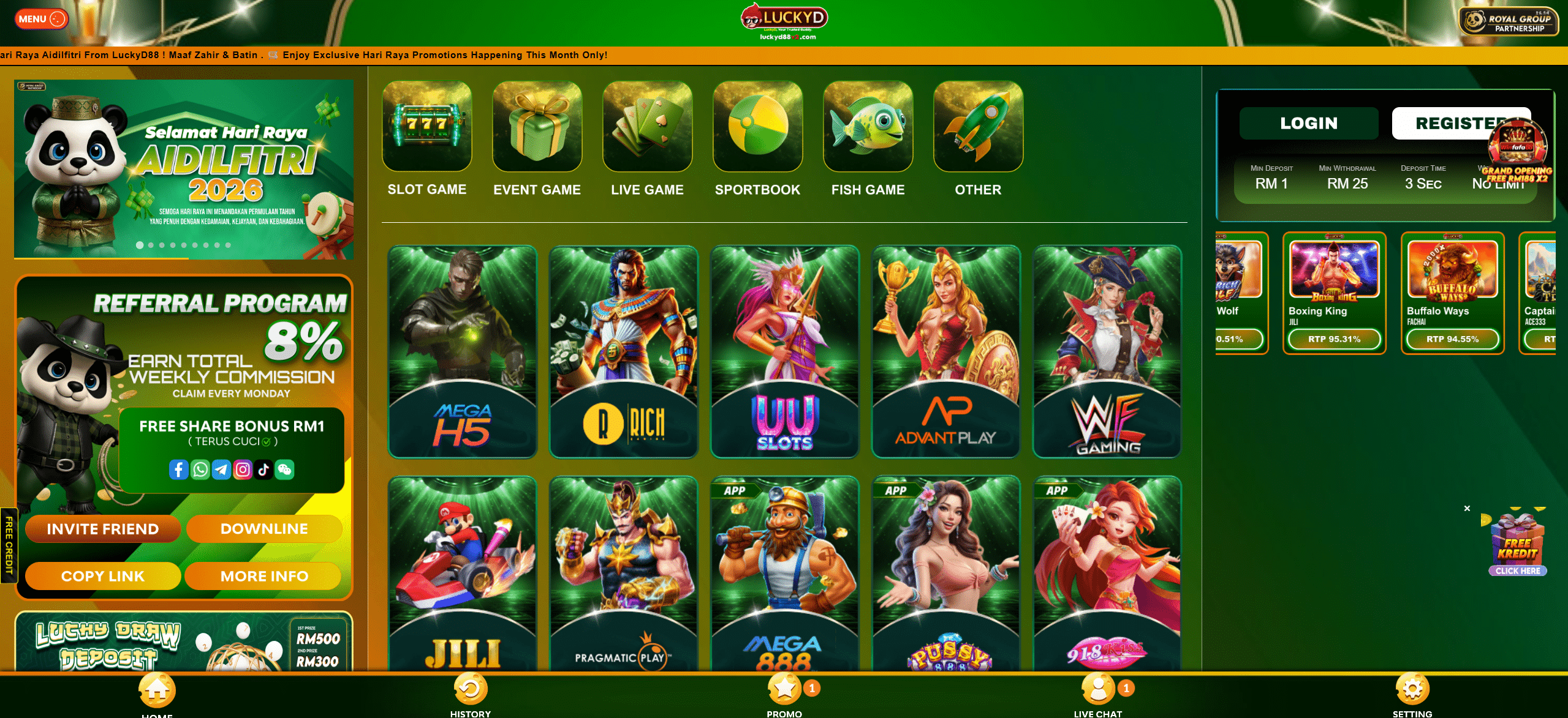 luckyd88 Casino Homepage