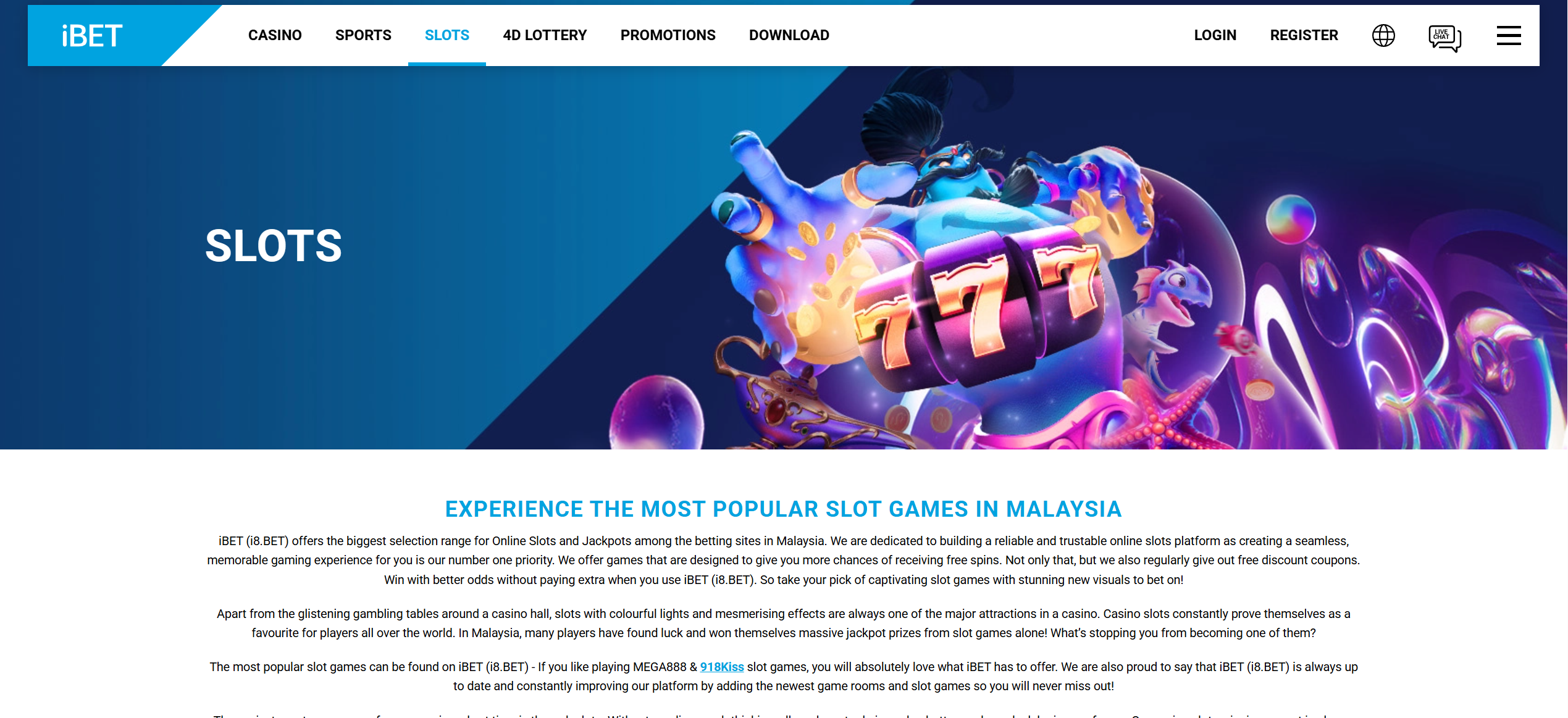 ibet online casino games page