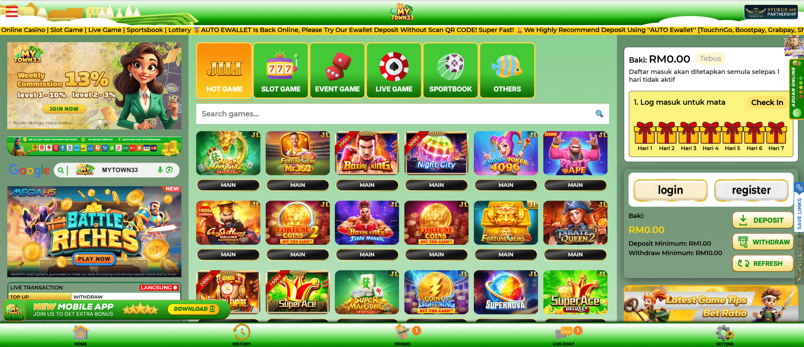 mytown33 online casino homepage