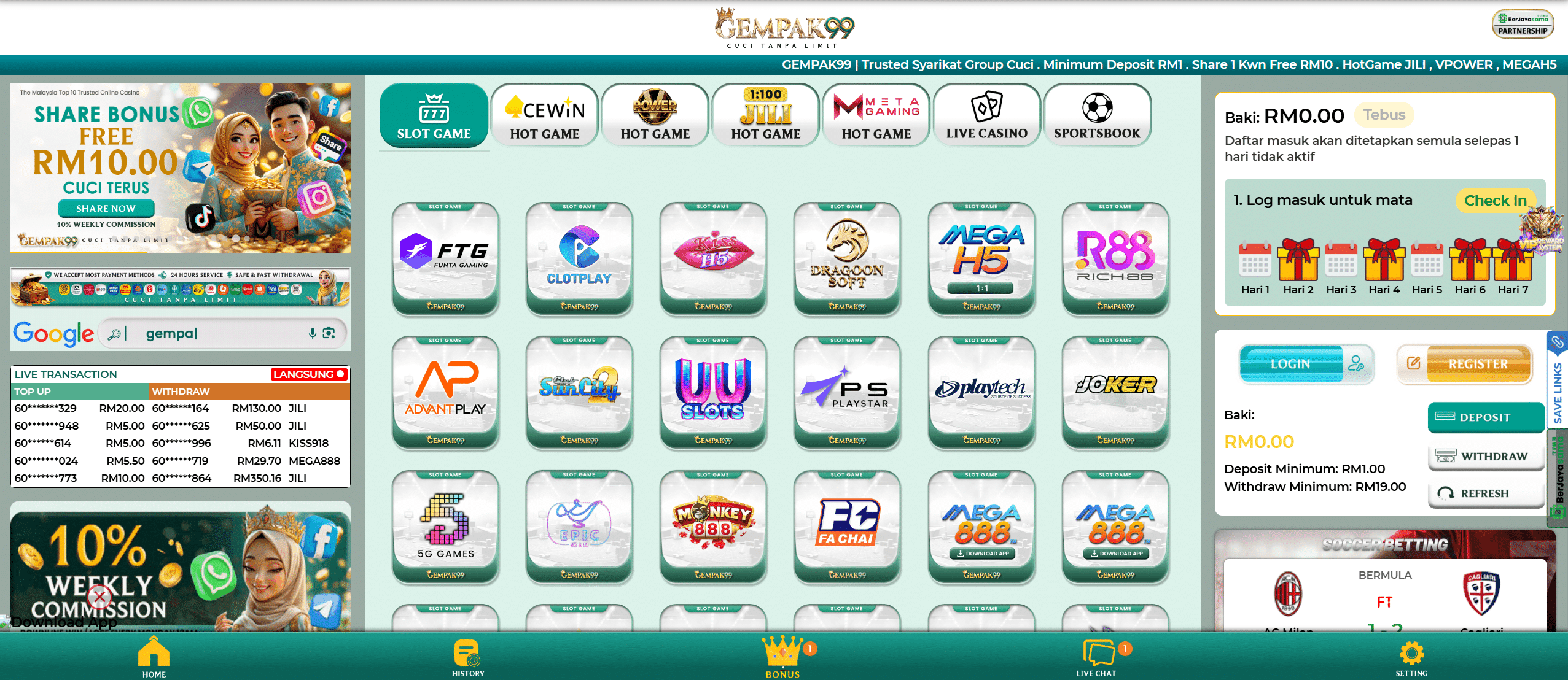 gempak99 online casino homepage